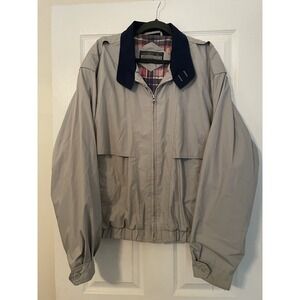 members only jacket X-Large Men's Light Tan Pastel Plaid Liner Bomber Grandpa
